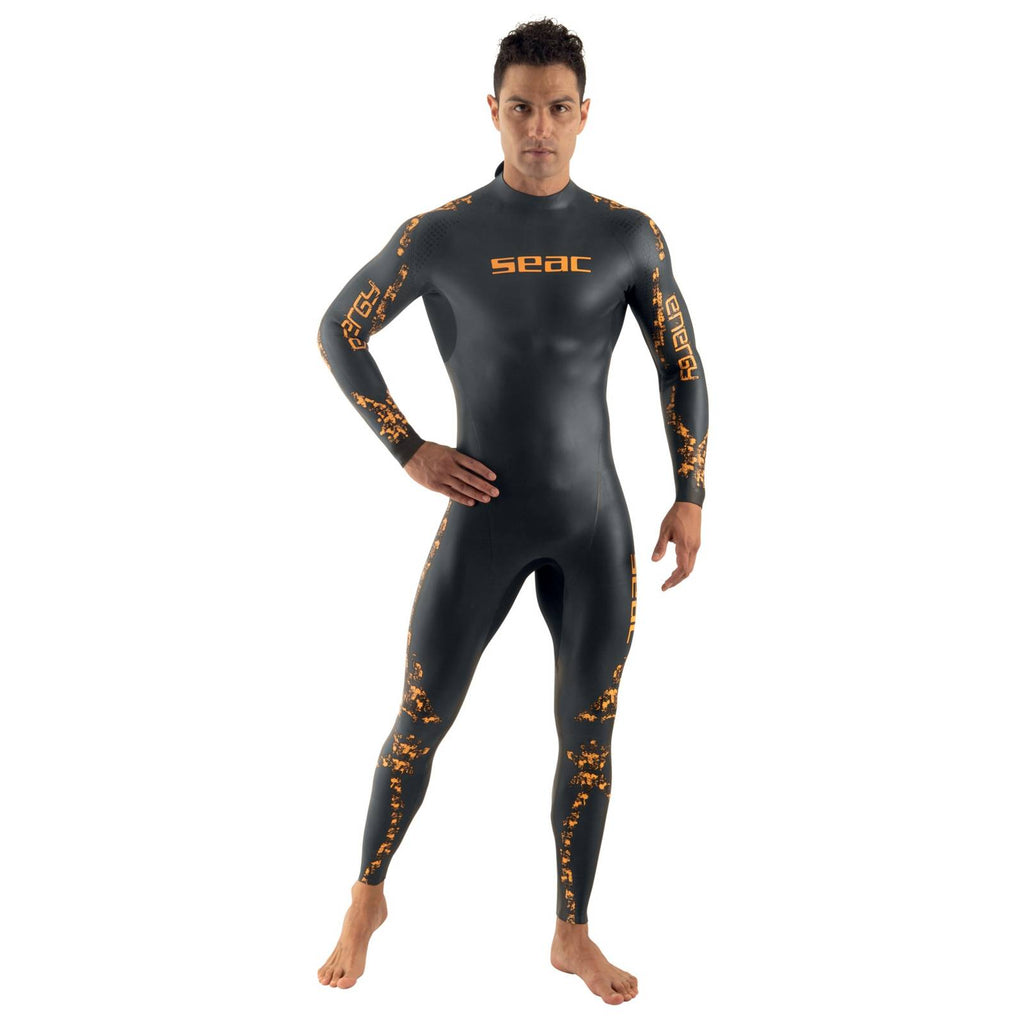 Traje de baño Energy Hombre 2mm Negro-Naranja L Seac 1-49-L