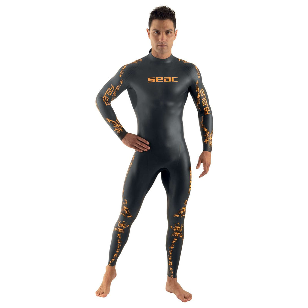 Traje de baño Energy Hombre 2mm Negro-Naranja S Seac 1-49-S