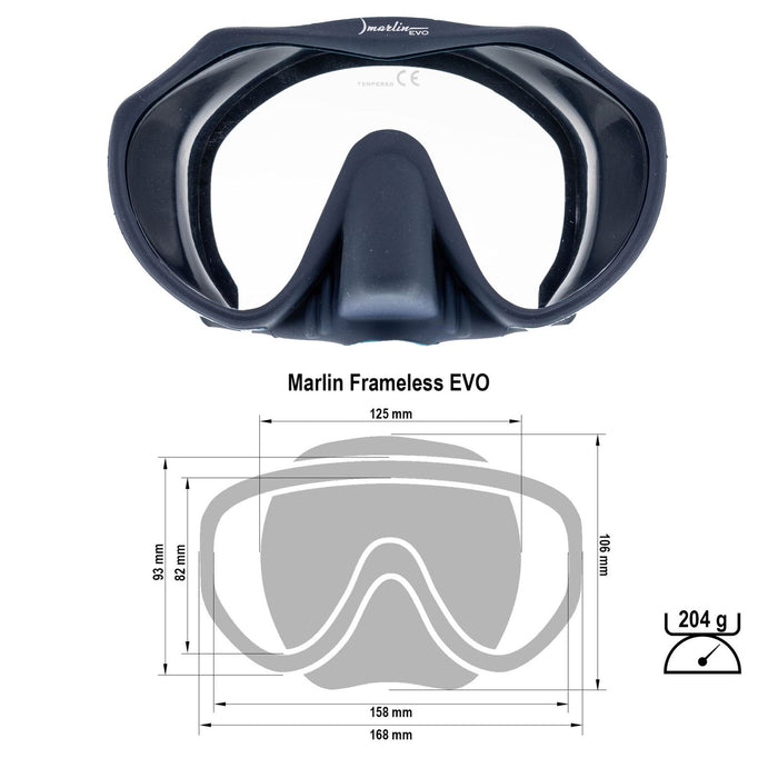 Máscara de snorkel Frameless Evo Azul Oscuro Marlin 117440