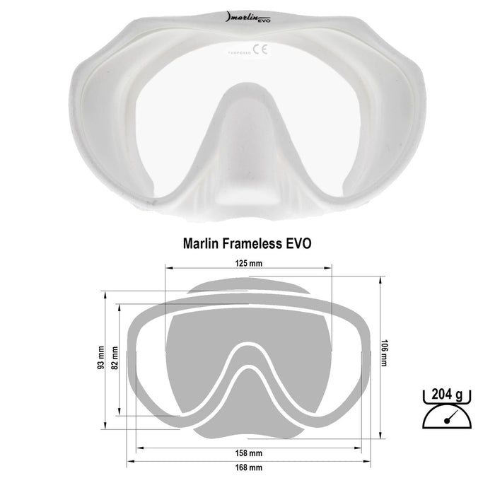 Máscara de snorkel Frameless Evo Blanca Marlin 117441