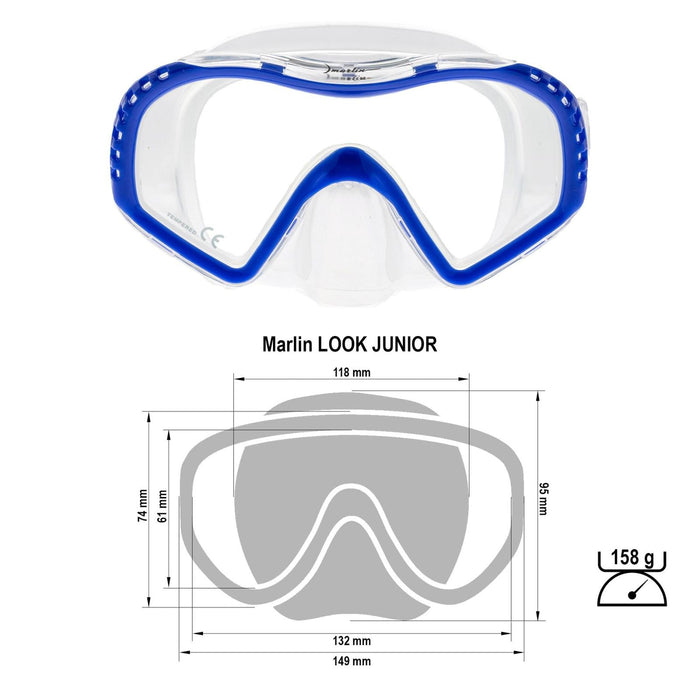 Máscara de Snorkel Look Kids Azul-Cristal Marlin 117442