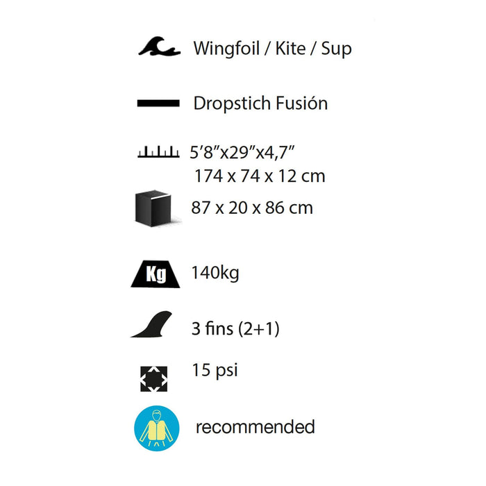 Tabla Hydrofoil Blaster 5'8" 140kg Kohala 1652