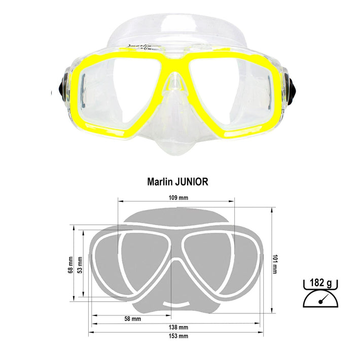 Máscara de Snorkel Junior Kids Amarillo-Cristal Marlin 213133