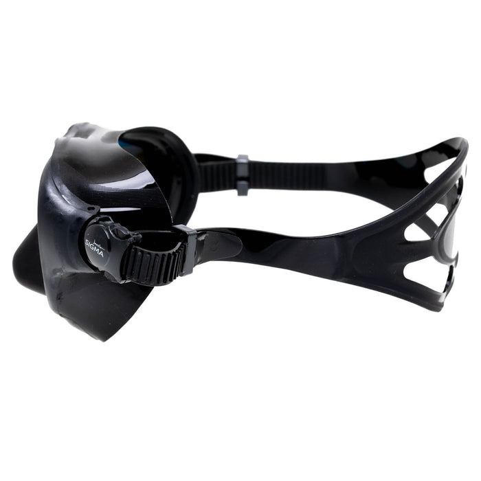 Máscara de pesca submarina Sigma negra con lentes amarillos espejados Marlin 213638