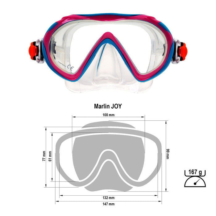 Máscara de Snorkel Joy Kids Rosa-Aqua-Cristal Marlin 214175