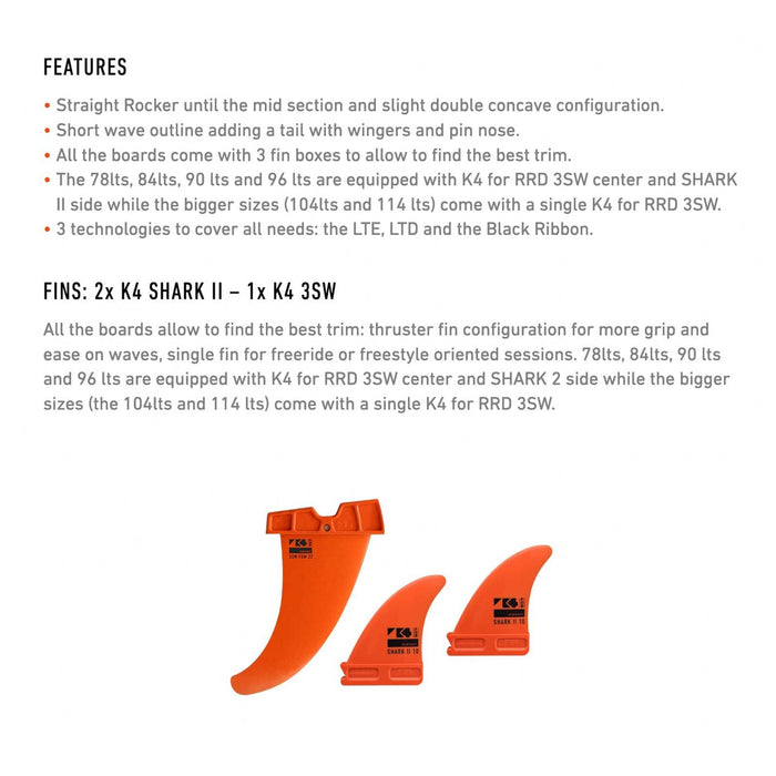 Tabla de windsurf Freestyle Wave Lte 230x64cm 104l RRD 26FW104LTE