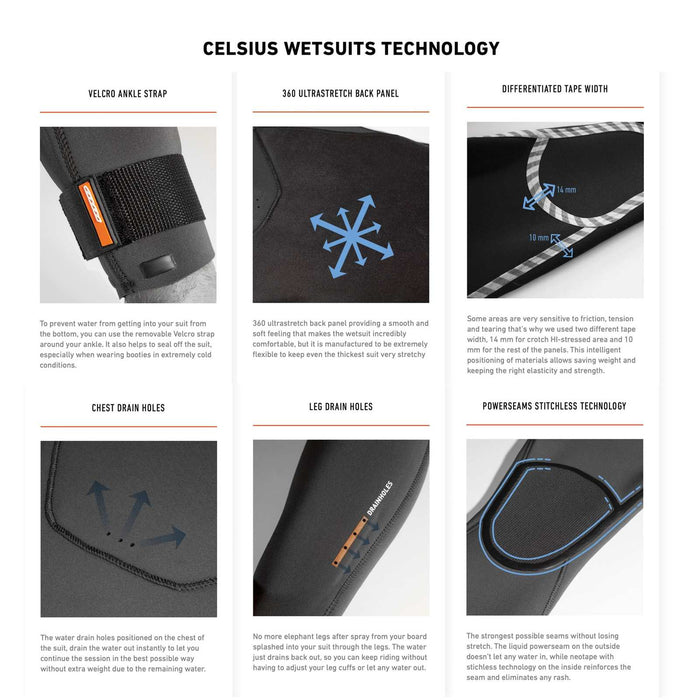 Neopreno completo Celsius Hombre con cremallera en el pecho 4-3 Gris Talla M RRD 27CSCZ43_M