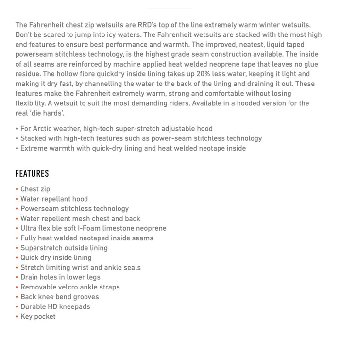 Traje de Neopreno Completo Fahrenheit Con Capucha Hombre Con Cremallera Delantera 6-4 Talla MT RRD 27FRCZ64H_MT