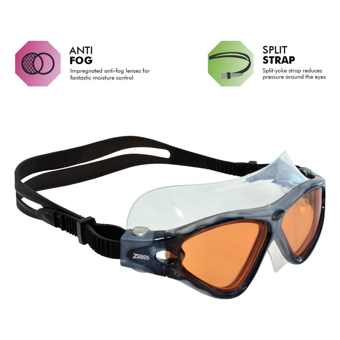 Máscara de natación tri visión gris-negro lentes con tinte-cobre Zoggs 461075GYBKTCP