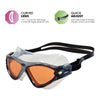 Máscara de natación tri visión gris-negro lentes con tinte-cobre Zoggs 461075GYBKTCP