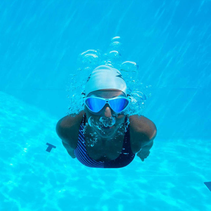 Máscara de Natación Horizon Flex Titanio Claro-Blanco Lentes Espejado-Azul Zoggs 461109CLWHMBL