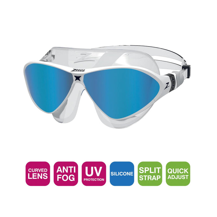 Máscara de Natación Horizon Flex Titanio Claro-Blanco Lentes Espejado-Azul Zoggs 461109CLWHMBL