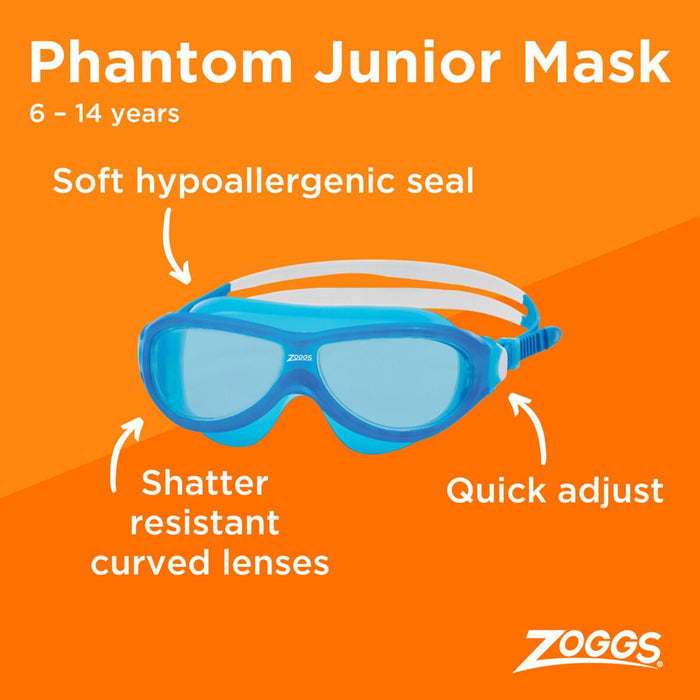 Máscara de natación Phantom Junior Rosa-Blanco Lentes-Tintas-Azul Zoggs 461317PKWHTBL
