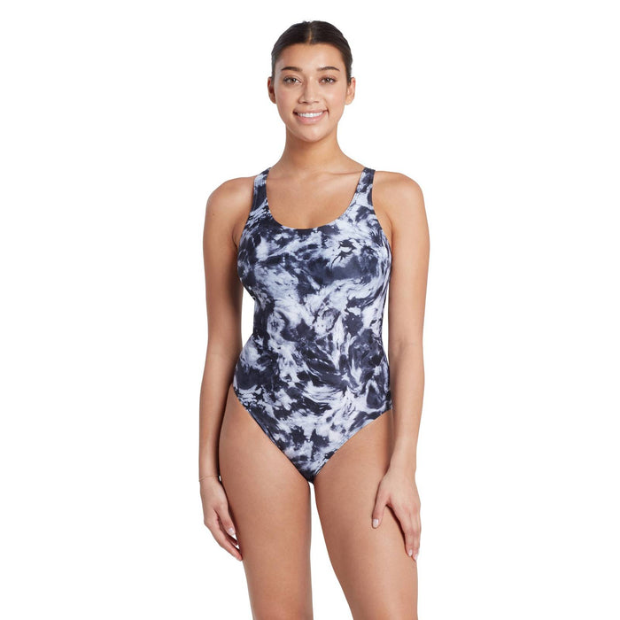 Bañador de una pieza Marble Powerback Mujer Negro-Blanco Talla 32-XS Zoggs 462569BK32