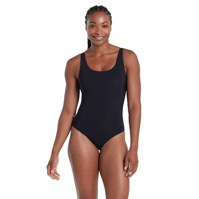 Bañador de una pieza Scoopback forrado en plata negro talla 40-XL Zoggs 462577BK40
