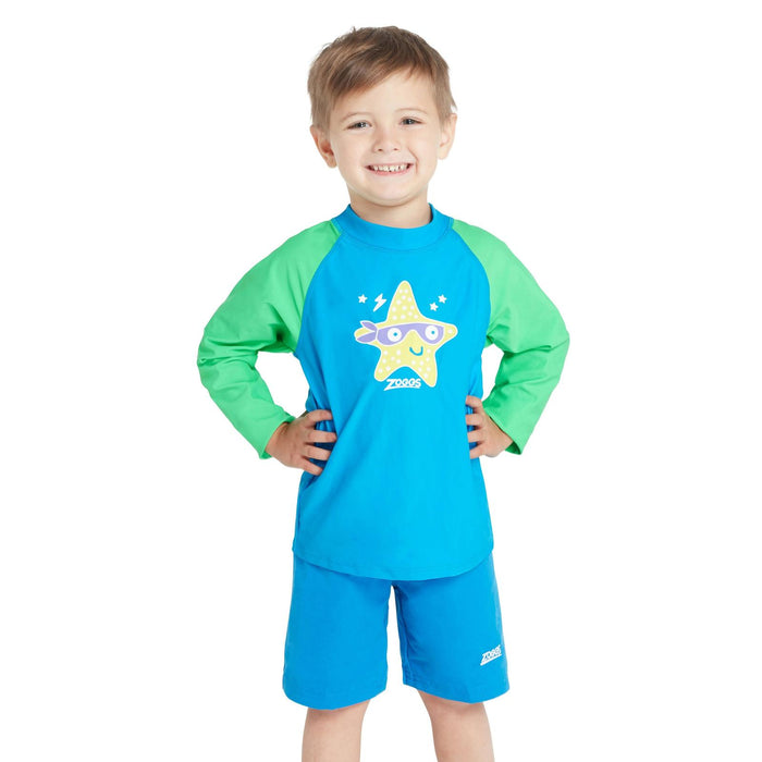 Camiseta de Natación de Manga Larga con Cremallera Solar Niños Diseño Super-Star Edad 5 Zoggs 465423SPSTYR5