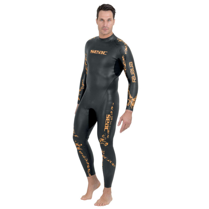 Traje de baño Energy Hombre 2mm Negro-Naranja S Seac 1-49-S