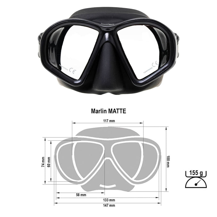 Máscara de buceo negra mate Marlin 10300