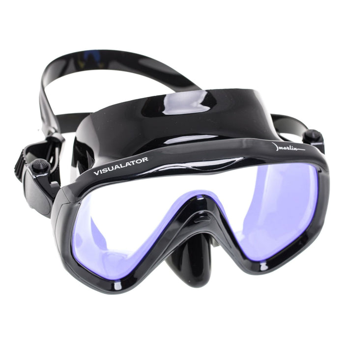 Máscara de buceo Visualator negra con lentes amarillos espejados Marlin 11423