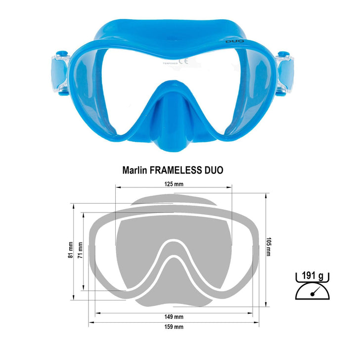 Máscara de buceo sin marco Duo Blue Marlin 11535