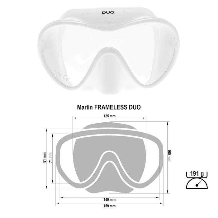 Máscara de Buceo Frameless Duo Blanca Marlin 117428