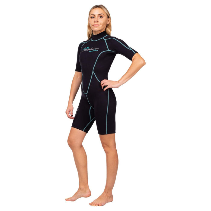 Traje de Baño Corto Malibu Mujer 2.5mm Negro-Azul Aqua Talla S Marlin 117624