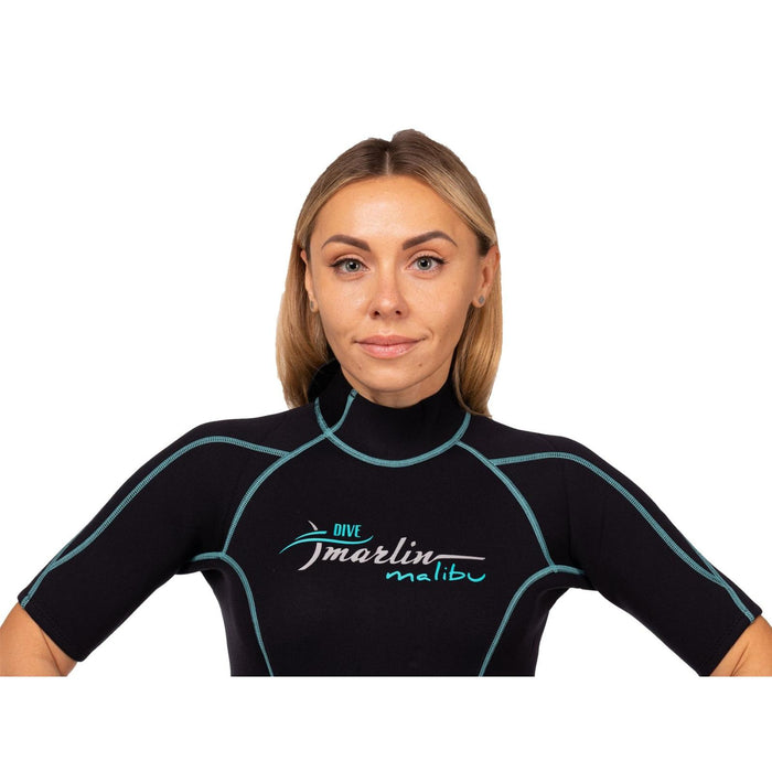 Traje de Baño Corto Malibu Mujer 2.5mm Negro-Azul Aqua Talla XS Marlin 117625