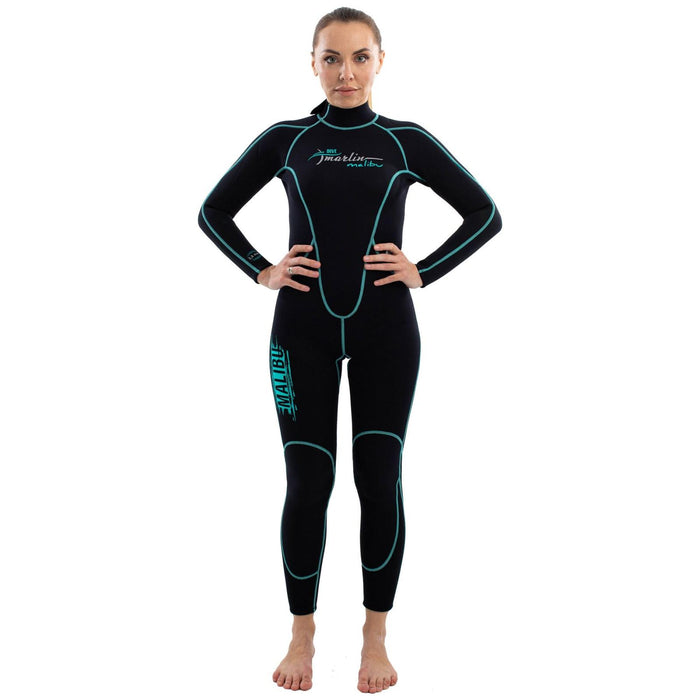 Traje de Snorkel Malibu Mujer 2.5mm Negro-Aqua Azul Talla XS Marlin 118320