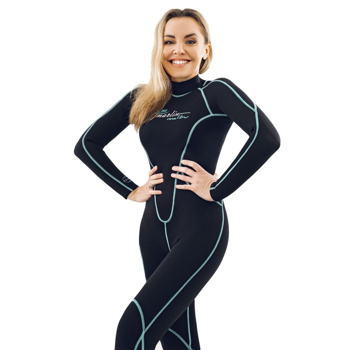 Traje de Snorkel Malibu Mujer 2.5mm Negro-Aqua Azul Talla XL Marlin 118324