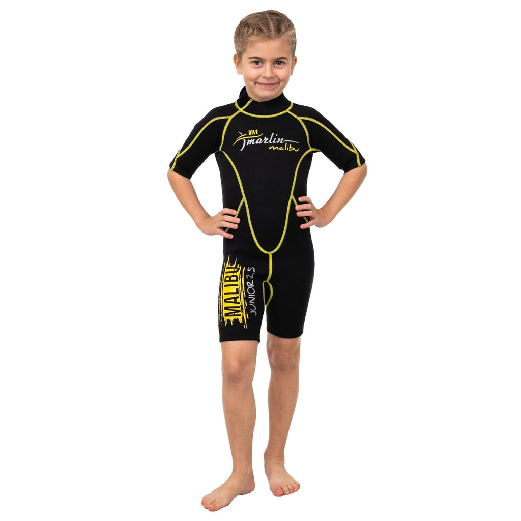 Traje de Snorkel Corto Malibu Niños 2.5mm Negro-Amarillo Talla XXS Marlin 118331