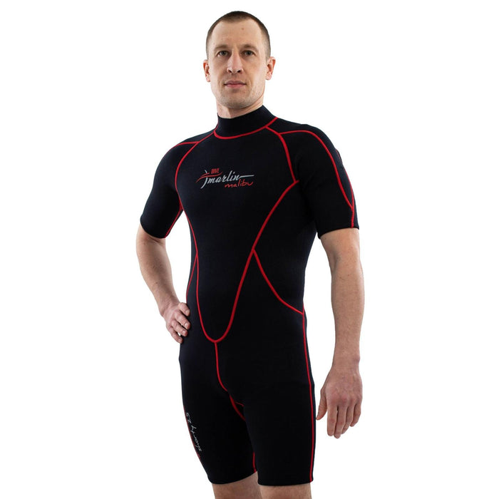 Traje de Baño Corto Malibu Hombre 2.5mm Negro-Rojo Talla M Marlin 118335