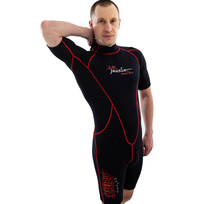Traje de Baño Corto Malibu Hombre 2.5mm Negro-Rojo Talla M Marlin 118335