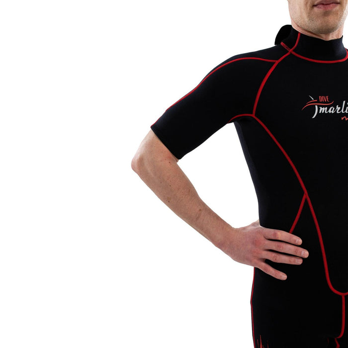 Traje de Baño Corto Malibu Hombre 2.5mm Negro-Rojo Talla M Marlin 118335