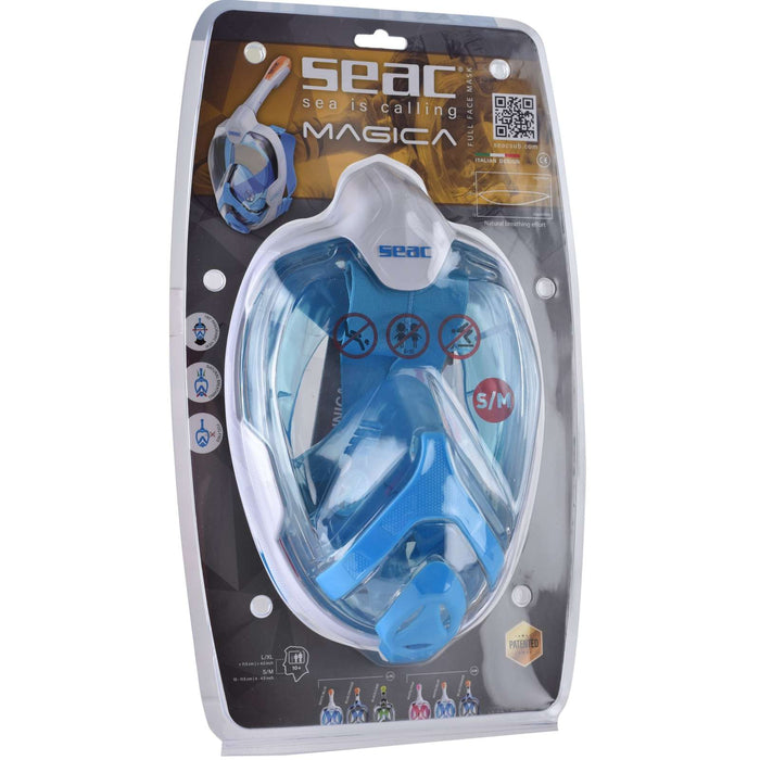 Máscara de buceo de cara completa Magica Blanca-Azul-Naranja S-M Seac 170-10WO-SLT