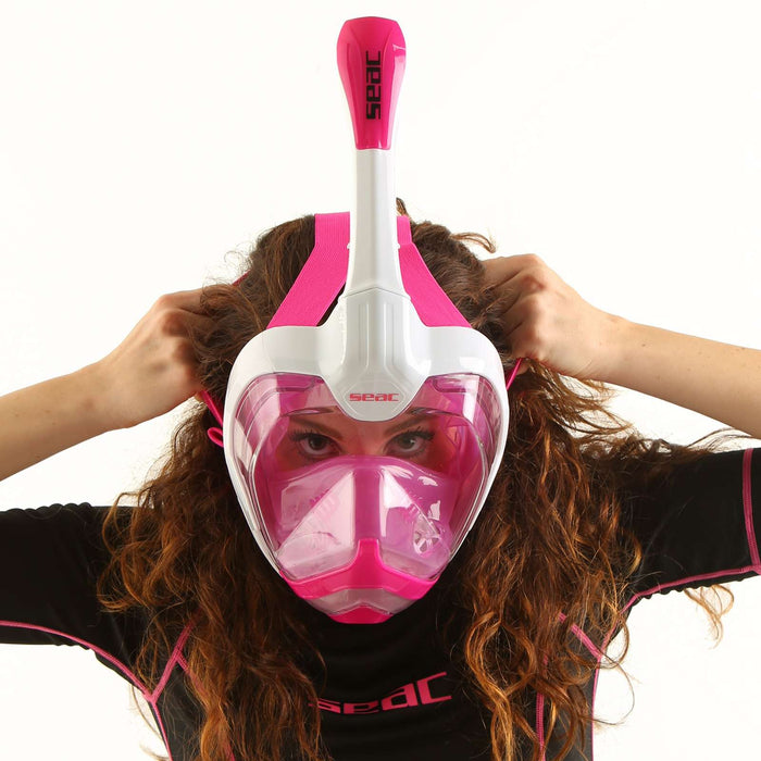 Máscara de buceo de cara completa Magica Blanca-Rosa S-M Seac 170-10WP-SLT