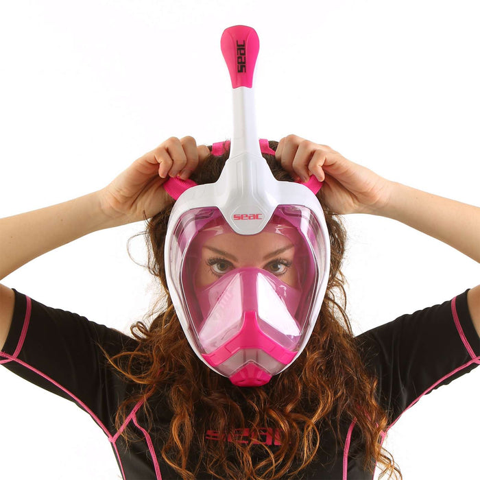 Máscara de buceo de cara completa Magica Blanca-Rosa S-M Seac 170-10WP-SLT