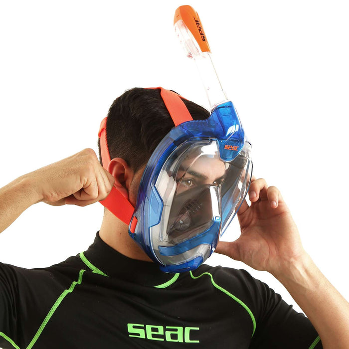 Máscara de buceo de cara completa Magica Gris-Azul-Naranja L-XL Seac 170-9BO-SLT