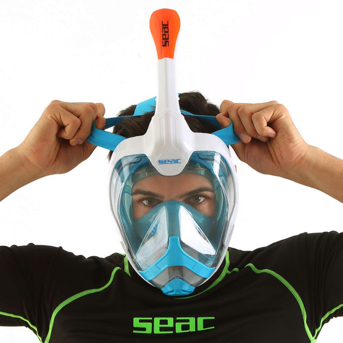 Máscara de buceo de cara completa Magica Blanca-Azul-Naranja L-XL Seac 170-9WO-SLT