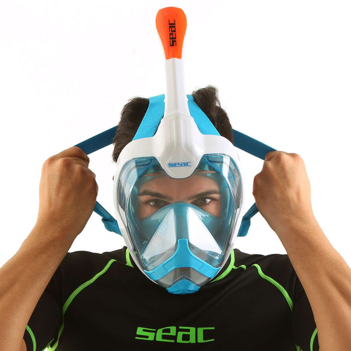 Máscara de buceo de cara completa Magica Blanca-Azul-Naranja L-XL Seac 170-9WO-SLT