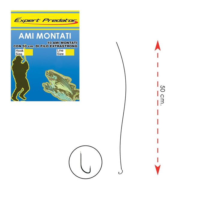 Anzuelos montados preatados con línea extra fuerte 0,18mm Tamaño 14 Expert Predator 1946014