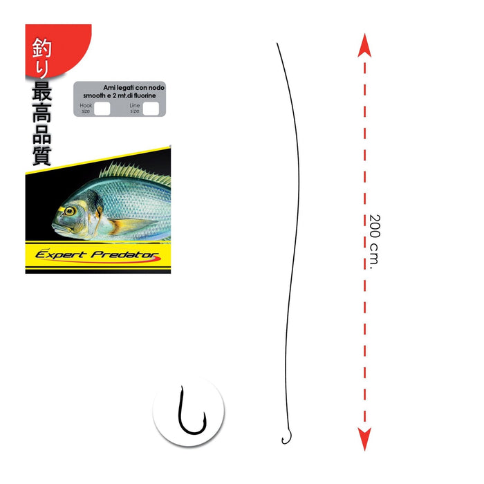 Anzuelos curvados atados con línea de fluorocarbono de 2m 0,30mm Tamaño 6 Expert Predator 1946506