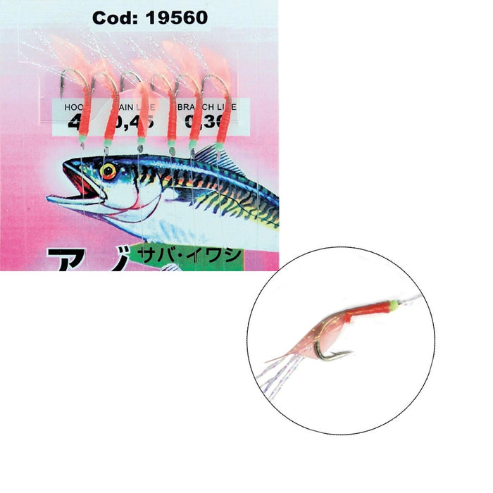 Equipos Sabiki con piel de camarón rosa fuerte 20pcs №4 Expert Predator 1956004
