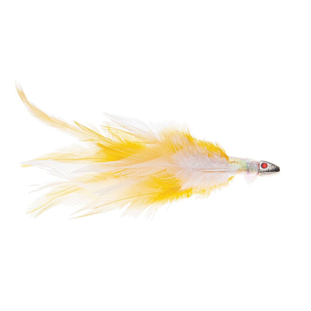 Señuelo Cebo Cabeza Pluma Madre Perla Amarilla 12cm 1-10oz Experto Depredador 20300YL