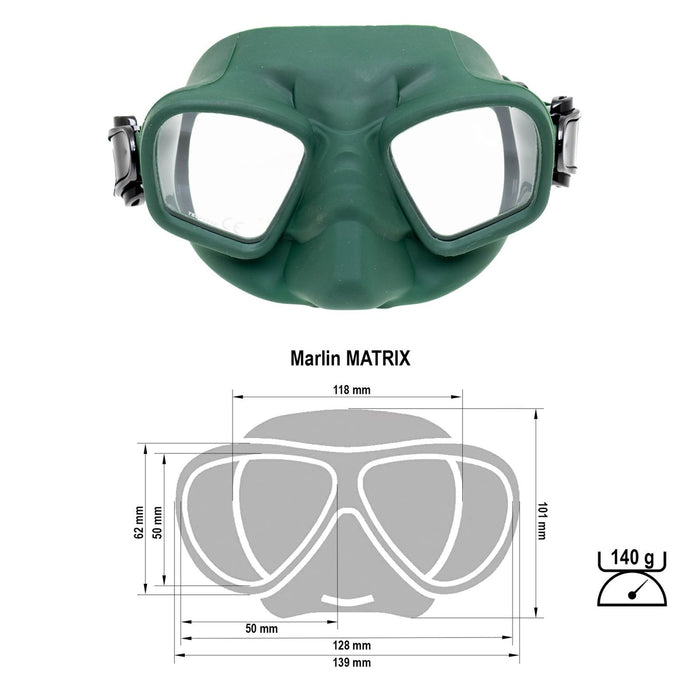 Máscara de Pesca Submarina Matrix Verde Marlin 213171