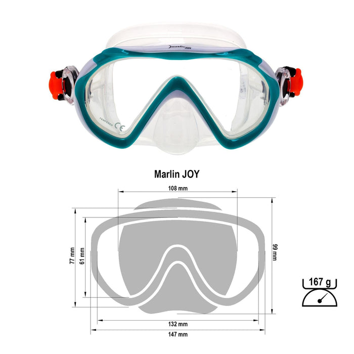 Máscara de Snorkel Joy Kids Verde-Blanco-Cristal Marlin 214173