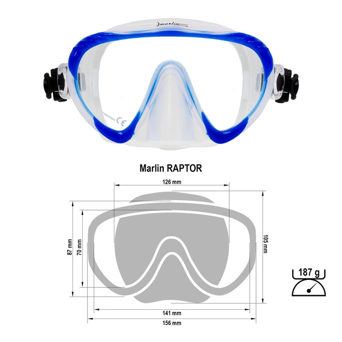 Máscara de pesca submarina Raptor azul-translúcido Marlin 216279