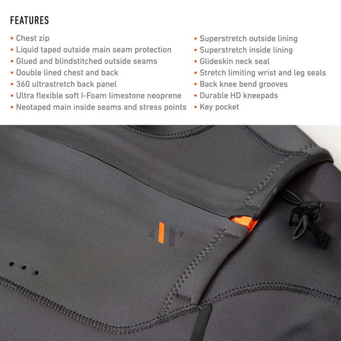 Traje de Neopreno Corto Celsius Hasta la Rodilla Hombre Con Cremallera en el Pecho 4-3-2 Gris Talla XL RRD 27CSCZ4320_XL