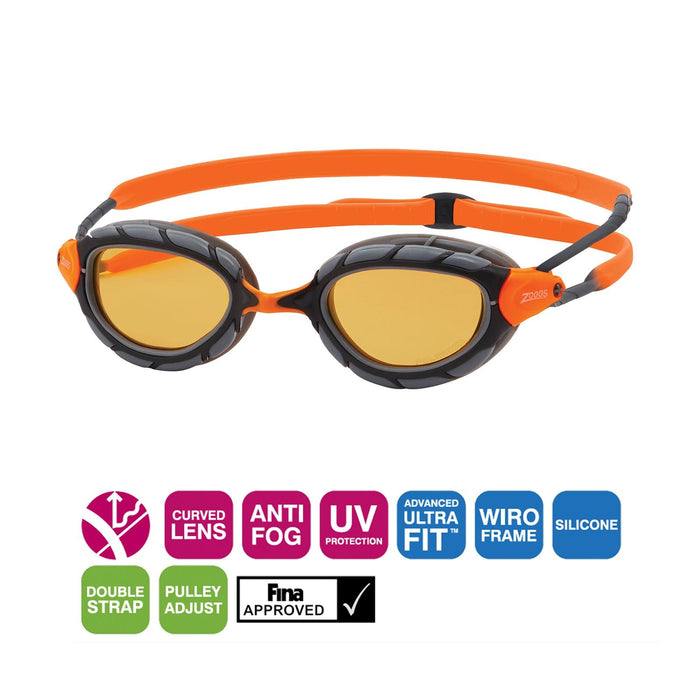 Gafas de natación Predator Polarizadas Ultra Grises-Naranjas Regulares Zoggs 461058GYORPCPR