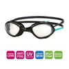 Gafas de natación Tiger Lsr+ Negro-Turquesa-Clear Pequeñas Zoggs 461093BKTQCLRS