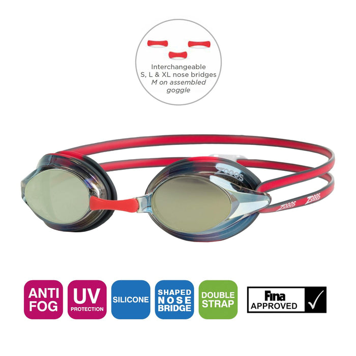 Gafas de Natación Racer Titanio Gris-Rojo Lentes Espejados-Oro Zoggs 461112GYRDMGD